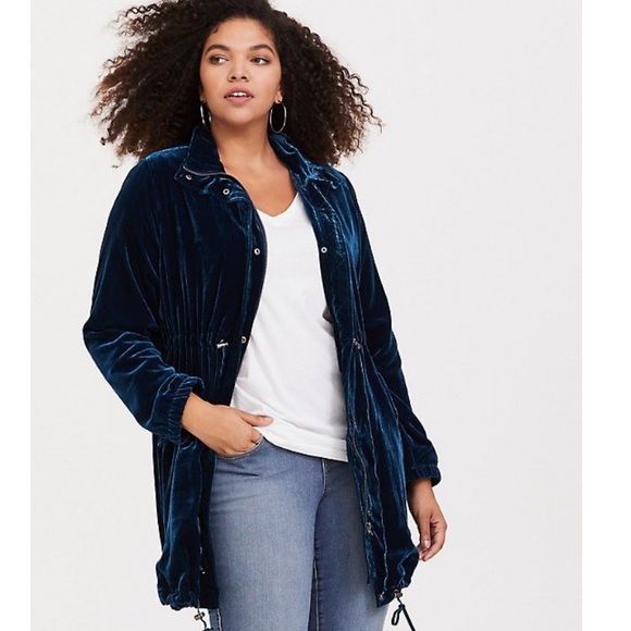 TORRID blue velvet anorak jacket, NWT - Picture 2 of 6